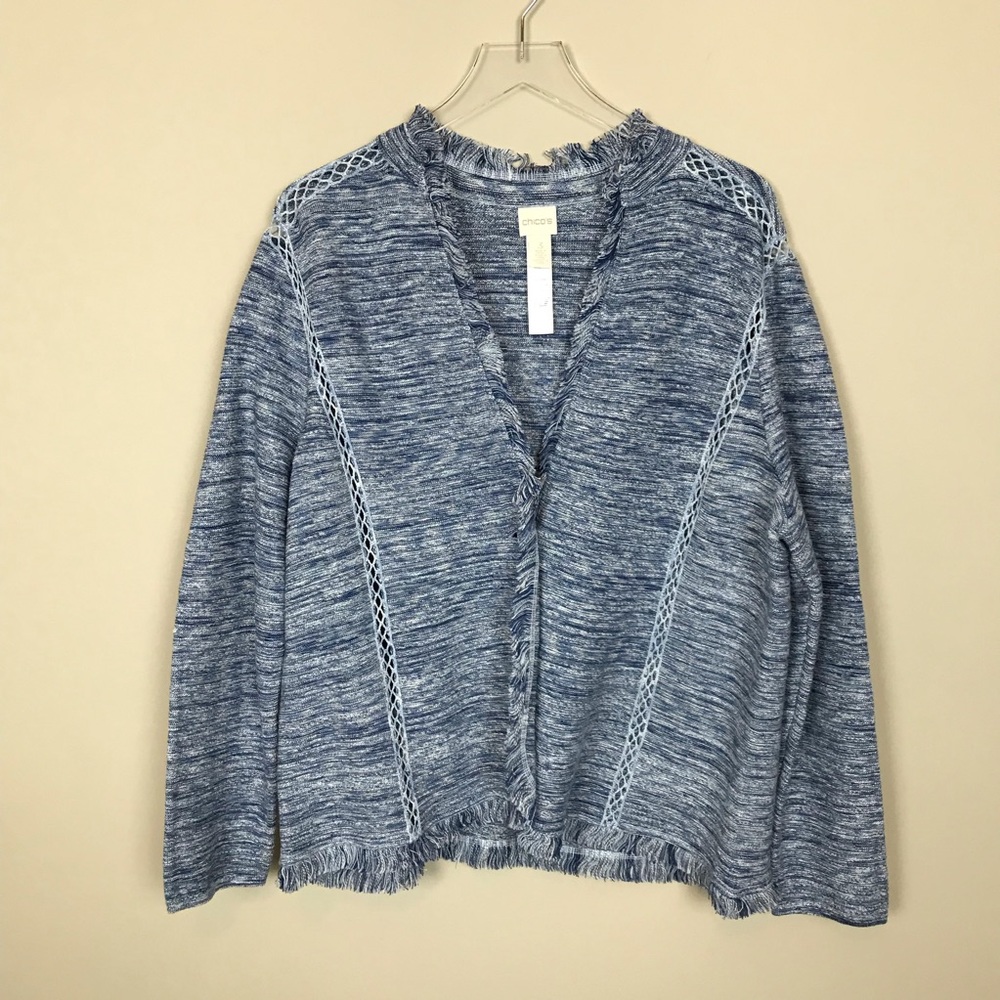 Chico’s Cardigan blue and white size 3 NWOT